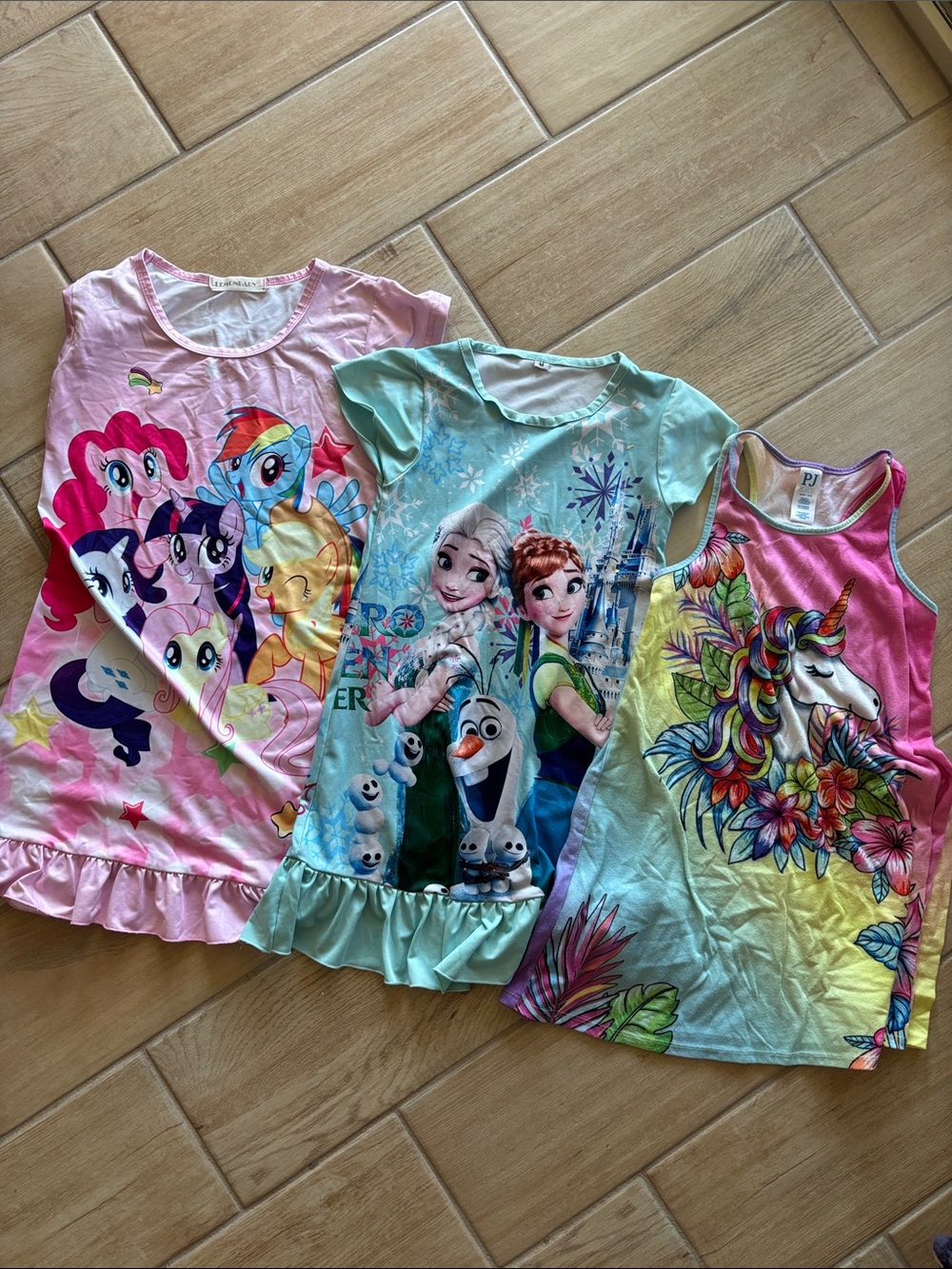 My little pony, Frozen & unicorn Nightgowns - Pink, Aqua, Multicolor size 7/8
